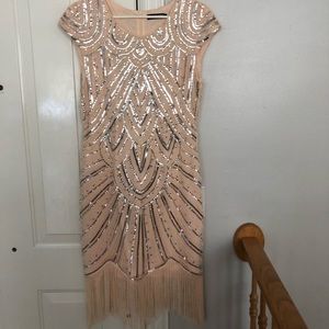 Flapper Style Beaded Dress with Fringe Bottom